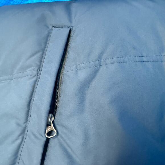 Eddie Bauer Men's Reversible Zip Up Down Orange/Navy Puffer Vest Size Large - Picture 15 of 15